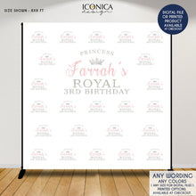 Load image into Gallery viewer, Virtual Baby Shower Baby Shower Backdrop Little Prince, Blue Silver Baby Shower, Royal party Backdrop, Printed or Printable BBS0067
