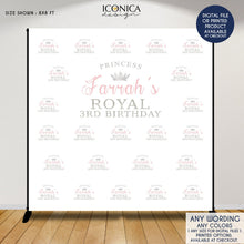 Load image into Gallery viewer, Princess Party Backdrop, Little Princess, Pink and Silver, Any event, Baby Shower, Royal party Backdrop, Printed or Printable
