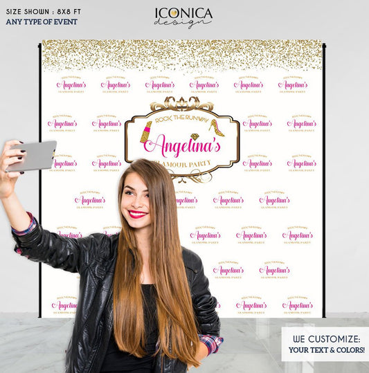 Glamour Party, Runway Party Backdrop, Sweet Sixteen, Fashion Party, any age or event, Printed BBD0151
