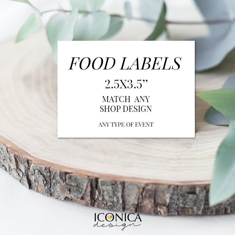 Food Labels/buffet Signs/tent Cards ||a La Carte || Made To Match Any of our Shop Collections