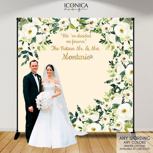 Wedding backdrop, Beige and Greenery Wedding Decor, Engagement part, Floral Photo backdrop,Personalized Step And Repeat Backdrop, BWD0041