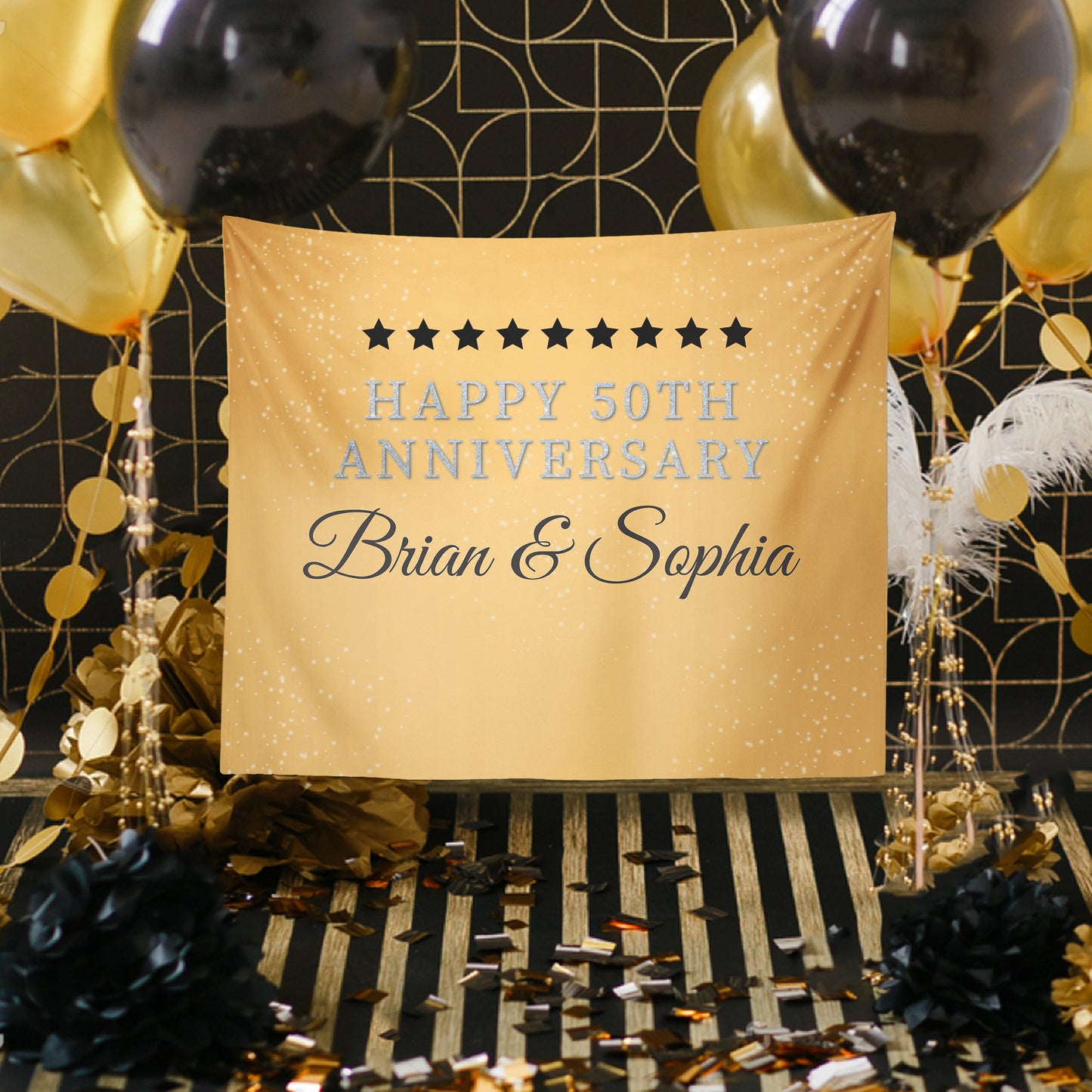 50th Anniversary Party Decor, Gold and Black Backdrop,50th Anniversary Banner,We still DO,Golden anniversary,Printed BBD0088