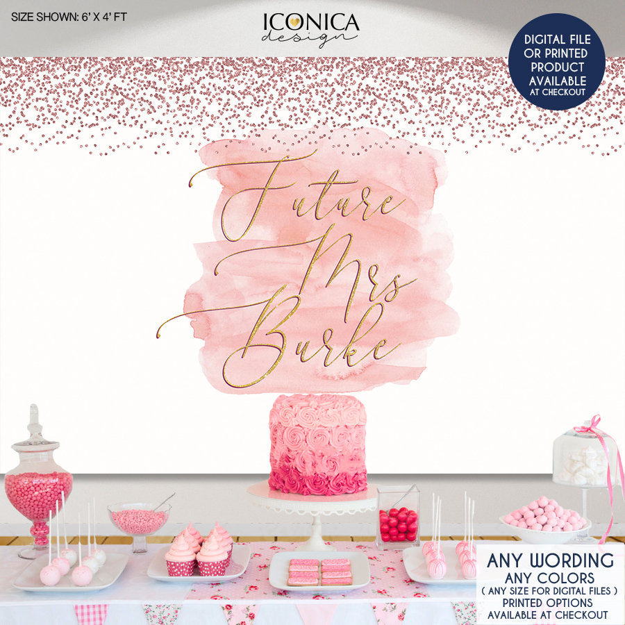 Bridal Shower Backdrop,Bachelorette party decor,Last Fling Before the Ring,Rose Gold Photo Backdrop, Printed BBR0026