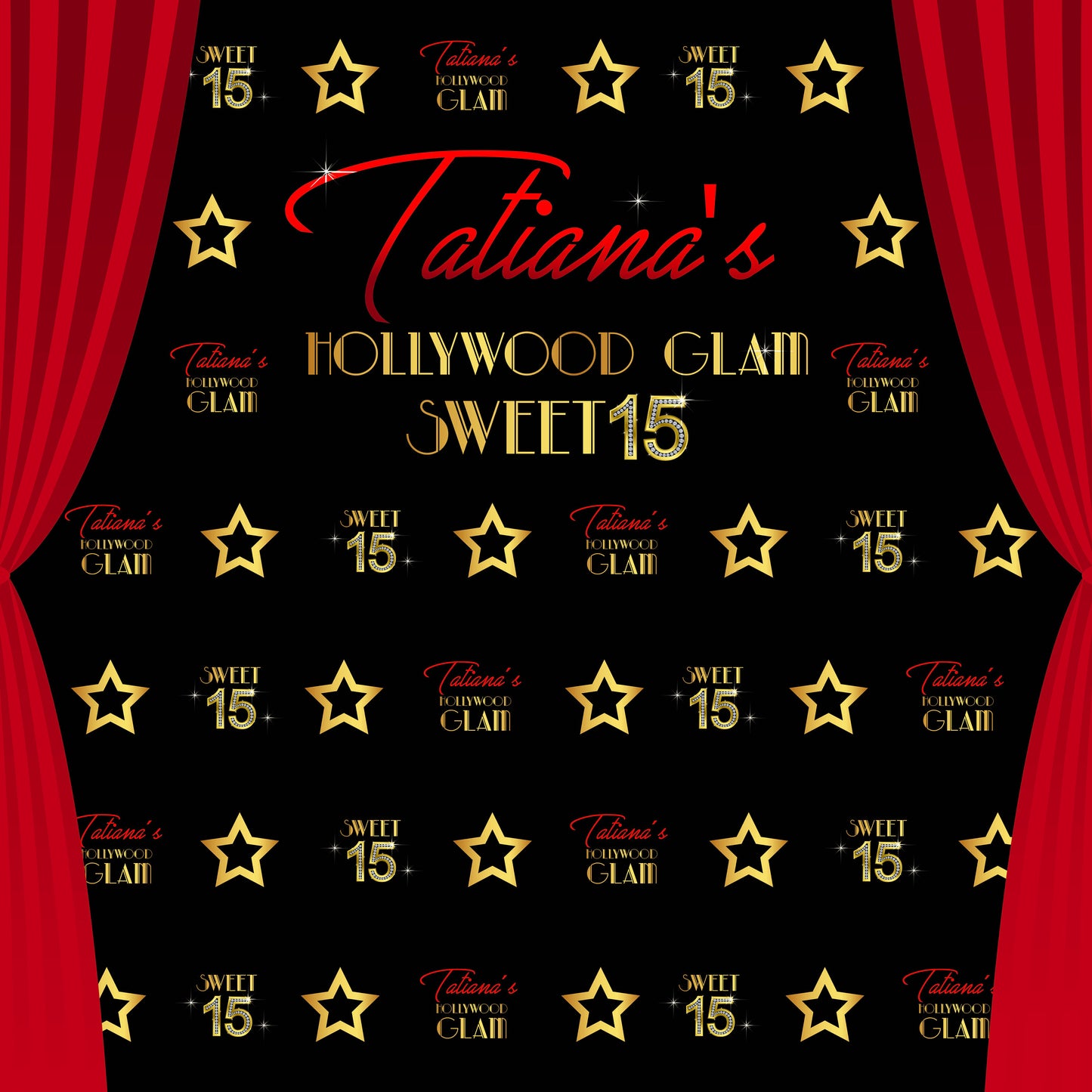 Hollywood Party Backdrop,Personalized Movie Star backdrop,18 Birthday, Step And Repeat, Red carpet, Photo Booth,Printed Or Printable BBD0105