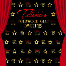 Load image into Gallery viewer, Hollywood Party Backdrop,Personalized Movie Star backdrop, Sweet Sixteen Birthday Step And Repeat,Red carpet Photo Booth Backdrop, BBD0105
