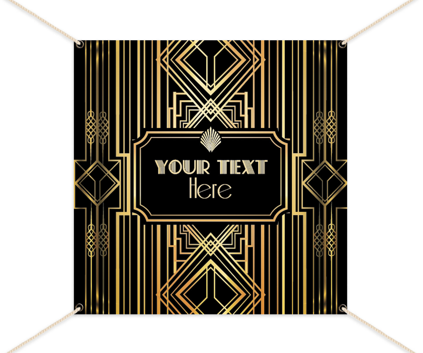 Roaring 20's Banner, Art Deco Backdrop, Great Gatsby,Gold and Black Birthday Party Backdrop, Printed or Printable File Free Shipping BBD0060