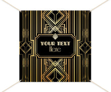Load image into Gallery viewer, Roaring 20&#39;s Banner, Art Deco Backdrop, Great Gatsby,Gold and Black Birthday Party Backdrop, Printed or Printable File Free Shipping BBD0060
