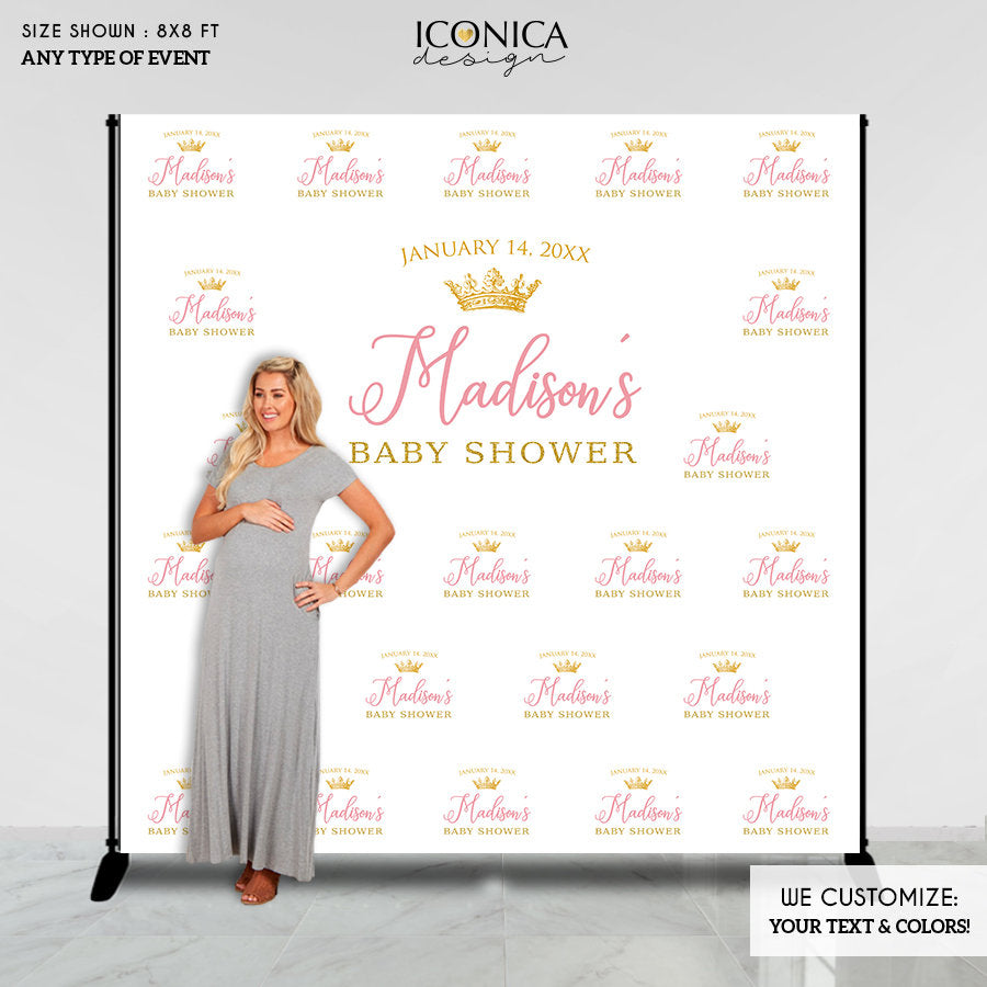 Photo Booth Backdrop Custom Step and Repeat Backdrop Banner Baby Shower Backdrop Red Carpet Baby Shower Banner Printed or Printable BBS0005