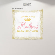 Load image into Gallery viewer, Personalized Baby Shower Banner, Photo Booth Backdrop,Custom Step and Repeat,Red Carpet, Pink Gold Baby Shower, Printed or Printable BBS0005
