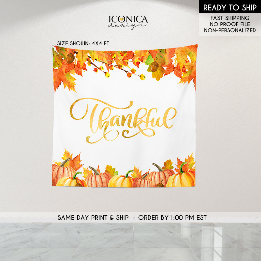 Thanksgiving Backdrop Thanksgiving Decor Thankful Banner Fall Party, Thanksgiving Dinner,Thanksgiving Feast Printed Banner  BHO0030