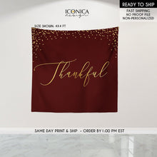 Load image into Gallery viewer, Thanksgiving Decor, Maroon Backdrop,Fall Party,Thanksgiving Dinner,Thanksgiving Feast Banner, Printed vinyl Banner, Ready to Ship
