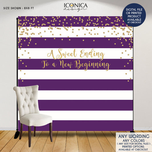 Retirement Party Backdrop, Retirement party decor, A sweet ending to a new beginning, Virtual Retirement Photo Booth Banner BRT0009