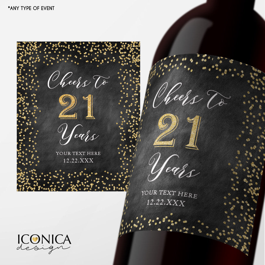 21st Birthday Party Decor, Any Age,Custom Champgne Labels, Bottle wrap –  Iconica Design