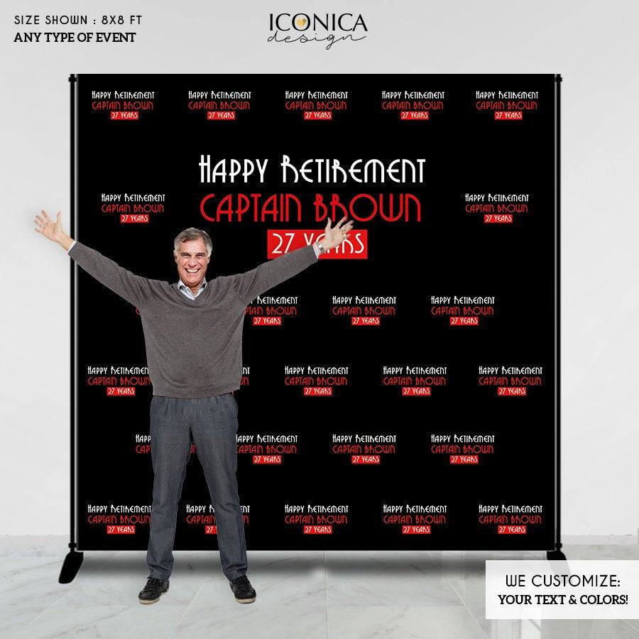Retirement party photo booth, Happy Virtual Retirement, Step And Repeat Backdrop, Retirement Banner, Red Carpet, Printed Or Digital BRT0001