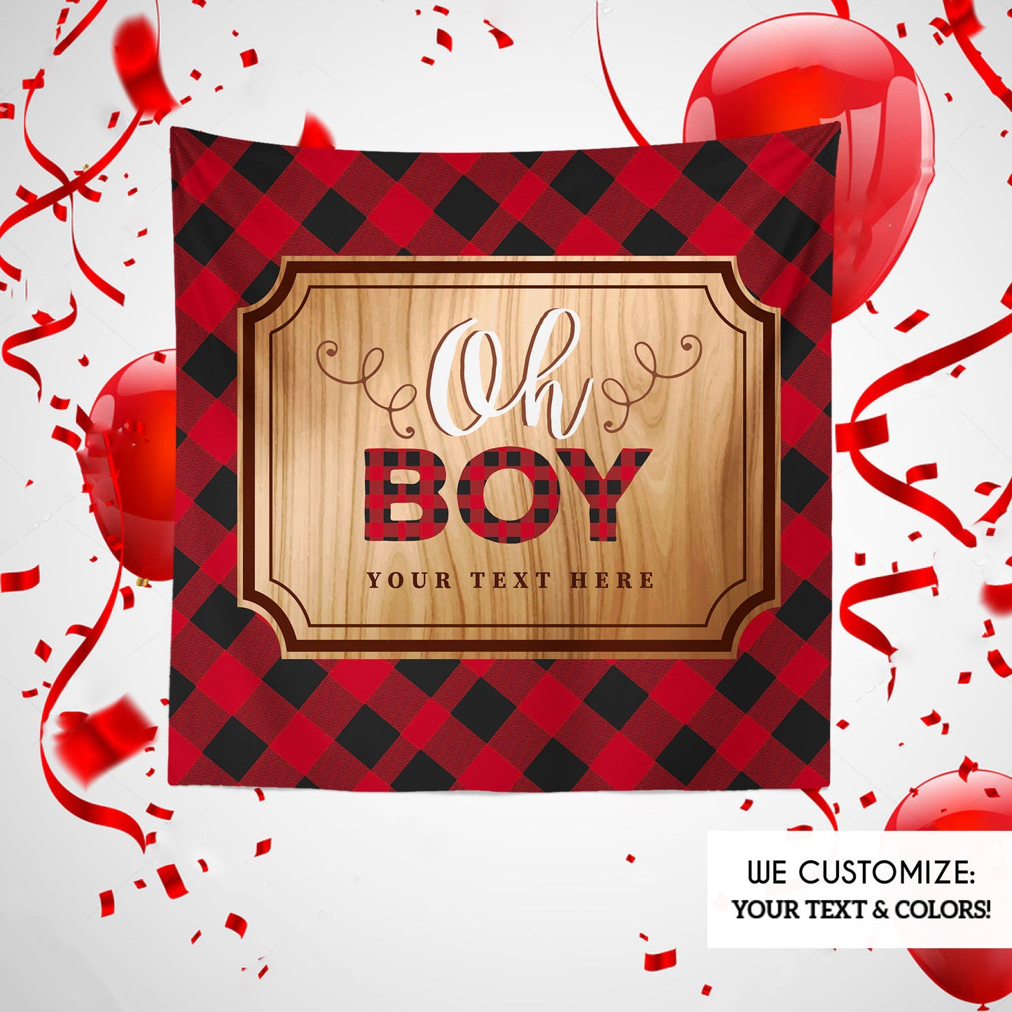 Lumberjack First Birthday Party Backdrop, Buffalo Plaid vinyl banner, Lumberjack Party,1st Birthday, Holiday Plaid, BBD0149
