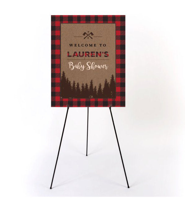 Lumberjack Baby Shower Welcome Sign , Buffalo Plaid Sign,Flannel Plaid, Printed