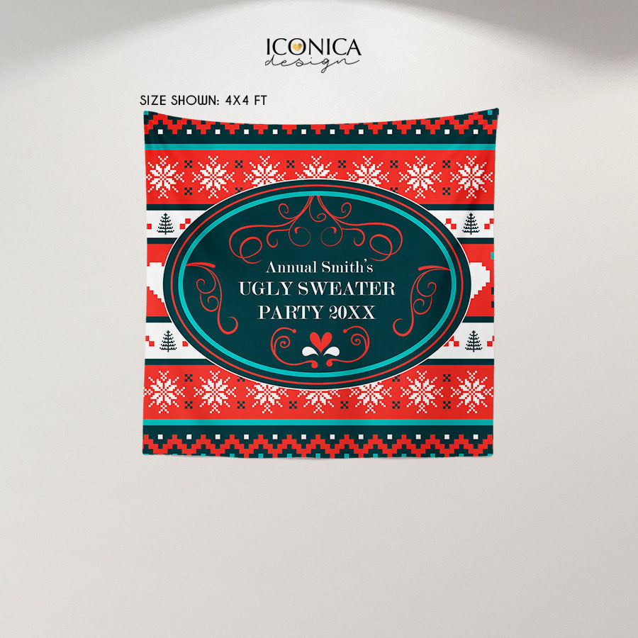 Ugly Sweater Party Backdrop, Ugly Sweater Photo Booth Backdrop, Ugly Sweater Party,Festive backdrop,Printed or Printable File BHO0029