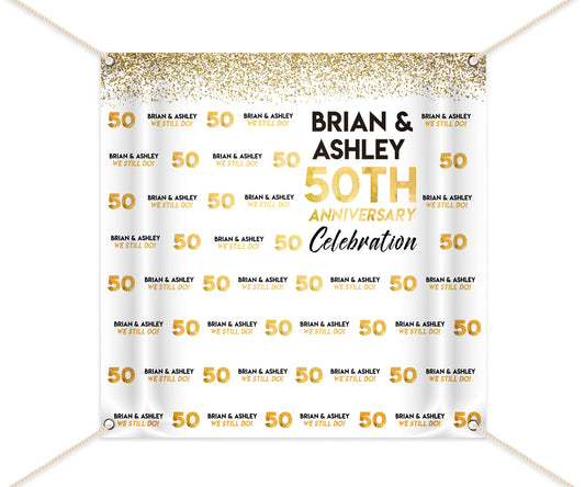 50th Anniversary Party Decor, 50th Anniversary Photo Backdrop,We still DO,Golden anniversary celebration,any years, Printed