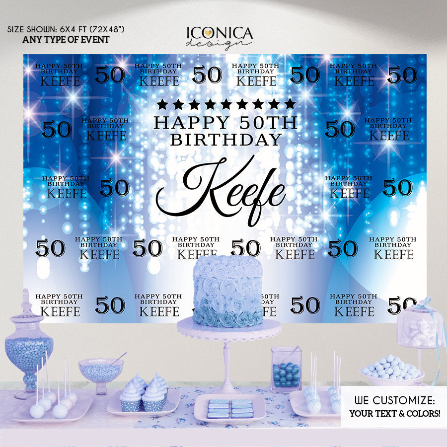 Photo Booth Backdrop, 50th Birthday Custom Step And Repeat Backdrop, Milestone Birthday Backdrop, Red Carpet Banner, Printed BBD0114