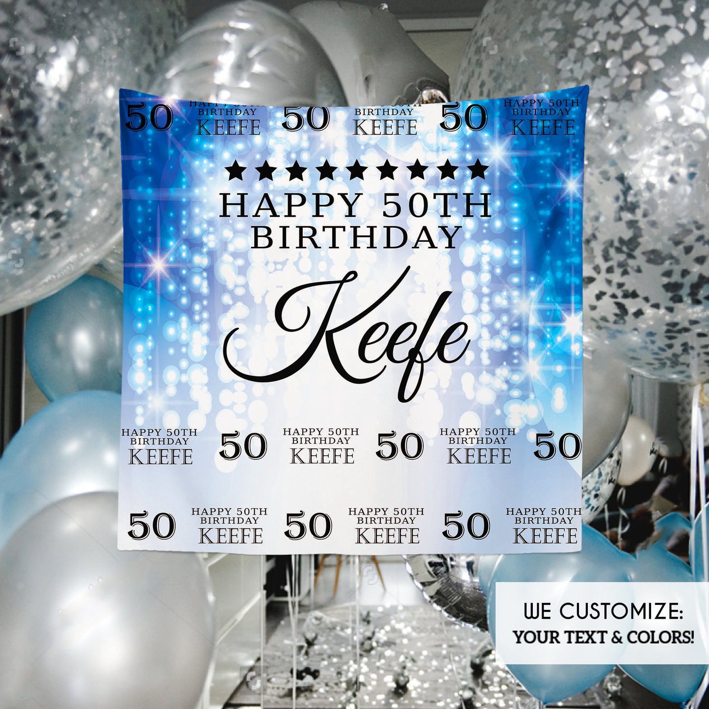 Photo Booth Backdrop, 50th Birthday Custom Step And Repeat Backdrop, Milestone Birthday Backdrop, Red Carpet Banner, Printed BBD0114