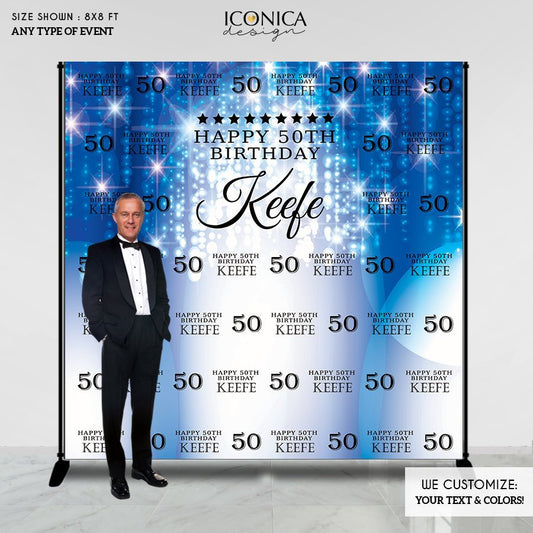 Photo Booth Backdrop, 50th Birthday Custom Step And Repeat Backdrop, Milestone Birthday Backdrop, Red Carpet Banner, Printed BBD0114