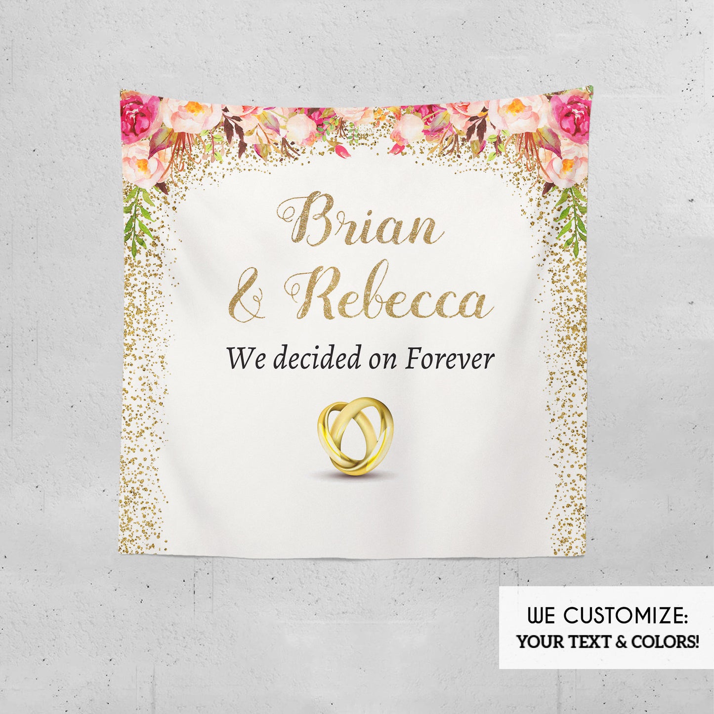 Engagement Party Backdrop,Floral Blush Ivory Photo Backdrop,Personalized Backdrop,Wedding Decor,Engagement backdrops BEN0006
