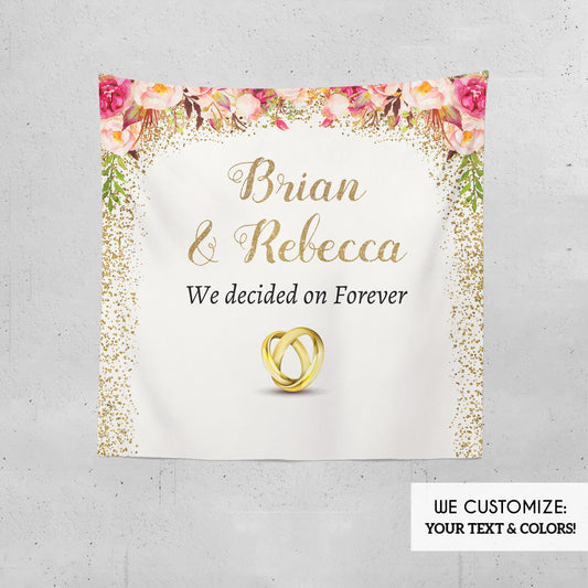 Engagement Party Backdrop,Floral Blush Ivory Photo Backdrop,Personalized Backdrop,Wedding Decor,Engagement backdrops BEN0006