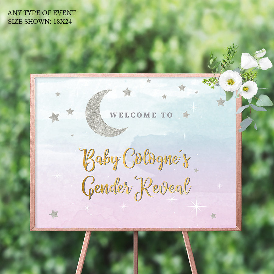 Twinkle Twinkle Welcome Sign , Gender Reveal Welcome Baby Sign, Pink or Blue Welcome Sign, Baby Shower Decor, Printed SWBS007
