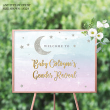 Load image into Gallery viewer, Twinkle Twinkle Welcome Sign , Gender Reveal Welcome Baby Sign, Pink or Blue Welcome Sign, Baby Shower Decor, Printed SWBS007
