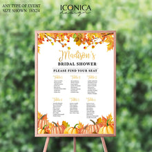 Load image into Gallery viewer, Fall Bridal Shower Decor, Fall Engagement Party Seating Chart Board,Custom Guest List Chart,Personalized Seating Chart
