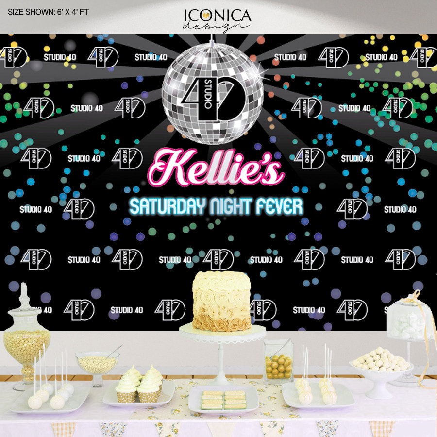 Disco Birthday Party Backdrop, Retro Dance Party, 70s Backdrop Dance Party, Milestone Birthday Backdrop, Night Fever Party Banner, Any age, Printed