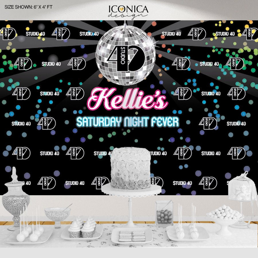 Disco Birthday Party Backdrop, Retro Dance Party, 70s Backdrop Dance Party, Milestone Birthday Backdrop, Night Fever Party Banner, Any age, Printed