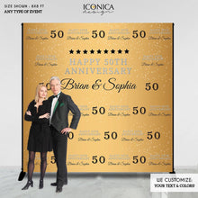 Load image into Gallery viewer, 50th Anniversary Party Decor, Gold and Black Backdrop,50th Anniversary Banner,We still DO,Golden anniversary,Printed BBD0088
