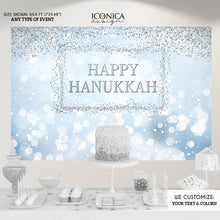 Load image into Gallery viewer, Hanukkah Party Supplies &amp; Decorations,Chanukah Party Photo Booth Backdrop,Happy Hanukkah Decorations,Blue Bokeh Backdrop, BHO0027
