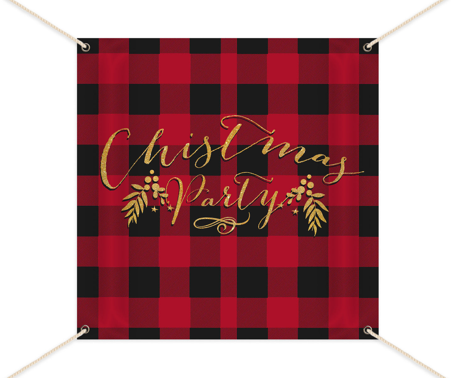 Christmas Party Decorations,Buffalo Plaid Backdrop, Red/Black Buffalo Check vinyl banner, Lumberjack Party,Holiday Plaid, Festive Banner