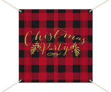 Load image into Gallery viewer, Christmas Party Decorations,Buffalo Plaid Backdrop, Red/Black Buffalo Check vinyl banner, Lumberjack Party,Holiday Plaid, Festive Banner
