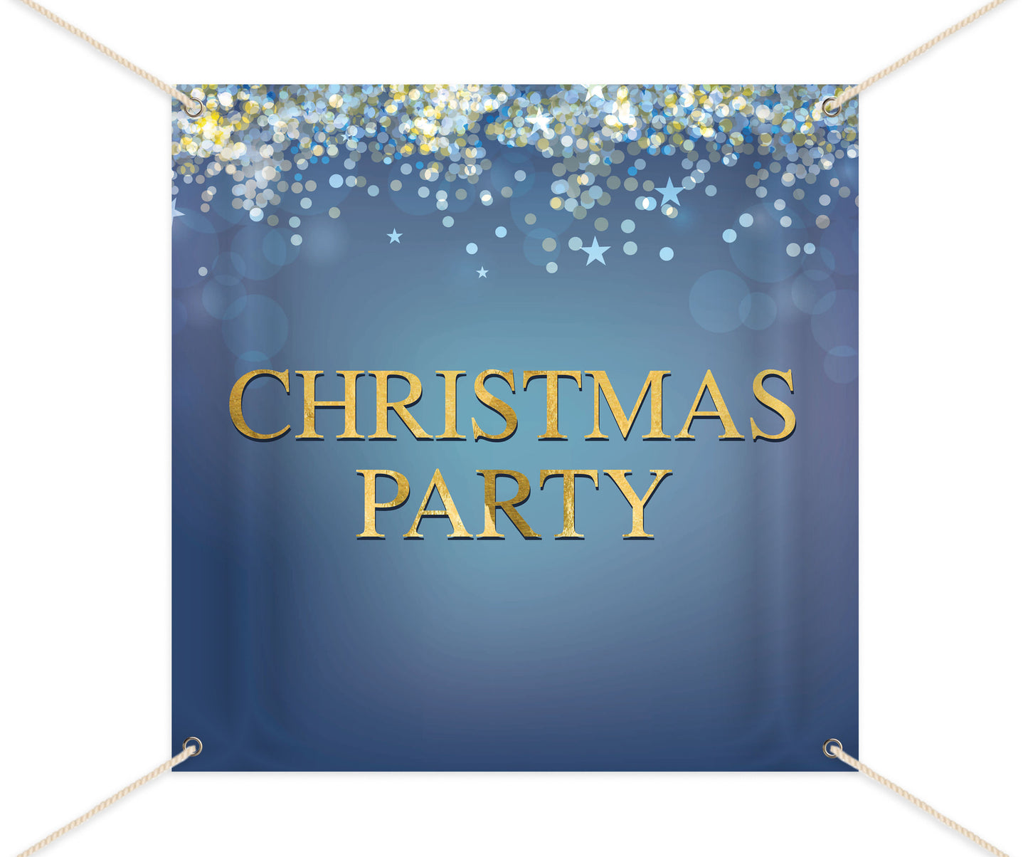 Holiday Party Backdrop, Blue Gold Silver Sparkles, Blue Christmas Party Banner, Any type of Event, Printed BHO0009