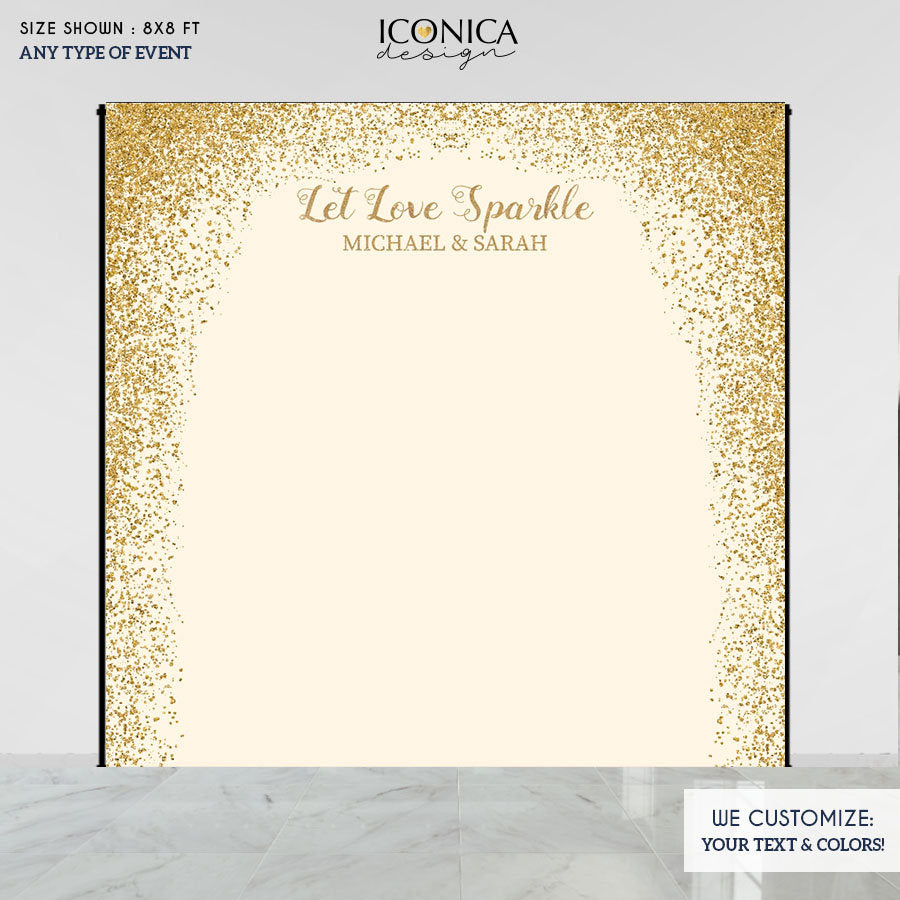 Wedding Photo Booth Backdrop,Custom Step And Repeat,Fabric Backdrop,Engagement Party Banner, Let Love Sparkle Decor,BWD0010
