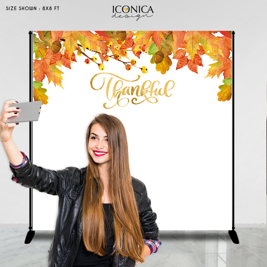 Thanksgiving Backdrop Thanksgiving Decor Thankful Banner Fall Party, Thanksgiving Dinner,Thanksgiving Feast Printed Banner  BHO0030
