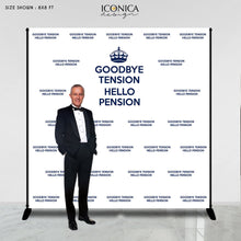 Load image into Gallery viewer, Retirement Photo Booth Backdrop, Happy Virtual Retirement, Step And Repeat, Retirement Banner, Adult Backdrop, Printed Or Digital BRT0002
