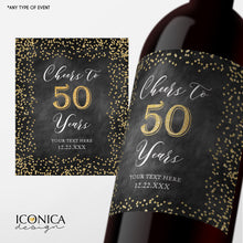 Load image into Gallery viewer, 60th Birthday Wine Label Personalized Any Age Milestone Birthday Beverage Labels Beer or Champagne labels Wedding Champagne Label Retirement

