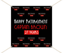 Load image into Gallery viewer, Retirement party photo booth, Happy Retirement, Step And Repeat Backdrop, Retirement Banner, Red Carpet, Printed Or Digital BRT0001
