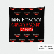 Load image into Gallery viewer, Retirement party photo booth, Happy Retirement, Step And Repeat Backdrop, Retirement Banner, Red Carpet, Printed Or Digital BRT0001
