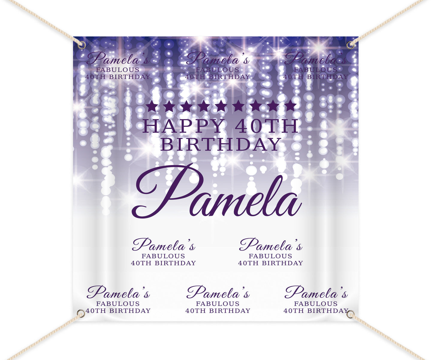 Photo Booth Backdrop,50th Birthday Step And Repeat Backdrop Purple Silver, Milestone Birthday Backdrop, Bokeh Backdrop,Red Carpet Banner, Printed Bbd0018