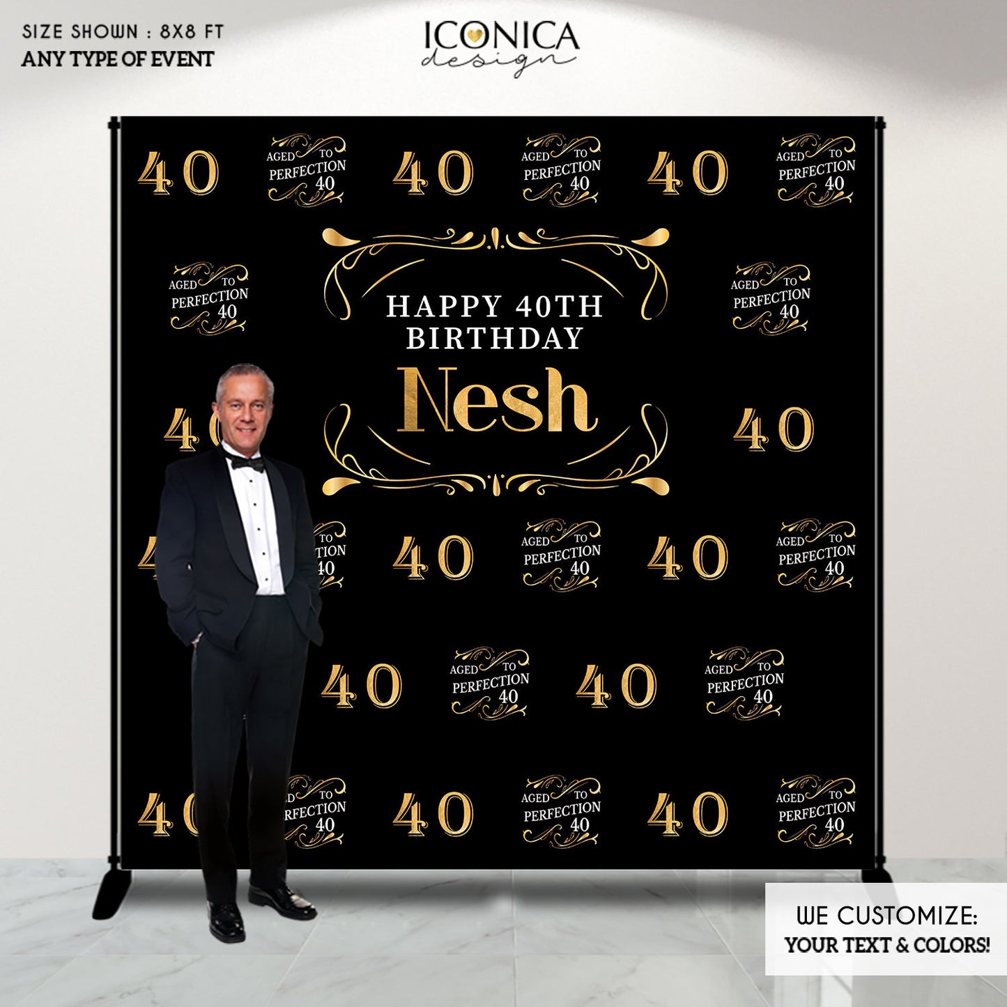 50th Birthday Backdrop, Aged to Perfection Custom Step And Repeat Backdrops, Milestone Birthday Backdrop ,Personalized birthday, Printed BBD0126