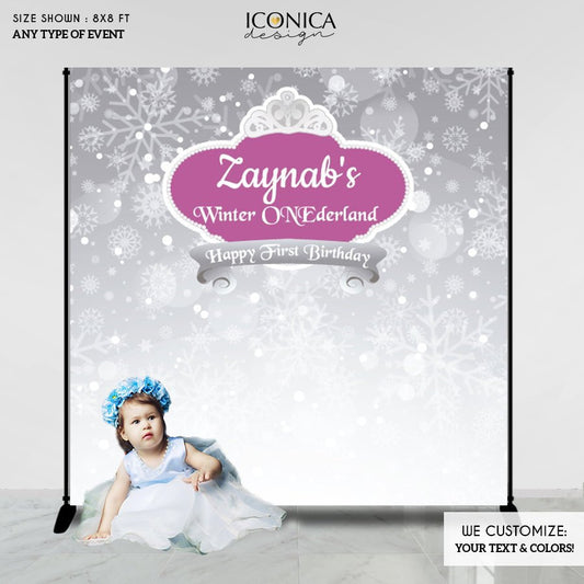 Winter ONEderland Backdrop, Purple And Silver Backdrop,Winter Wonderland Party, Snowflakes, Winter Princess, BBD0146