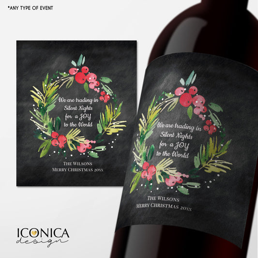 Christmas Baby Announcement Labels,Festive Wine Labels, Champagne Labels,Holiday party Bottle wrappers,personalized beer-wine labels WL0001