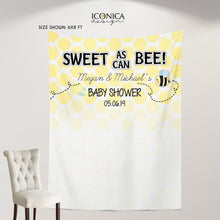 Load image into Gallery viewer, Virtual Baby Shower Bumble BEE Baby Shower Backdrop, Sweet as can BEE, Mom to Bee Baby Shower Banner, Any Wording, Printed or Printable File
