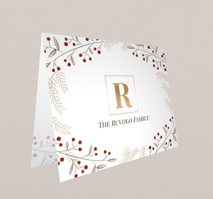 Christmas Greeting Cards,Personalized Holiday cards,Monogramed Cards,Festive Cards,set Of 10 A2 Folded cards with Envelopes