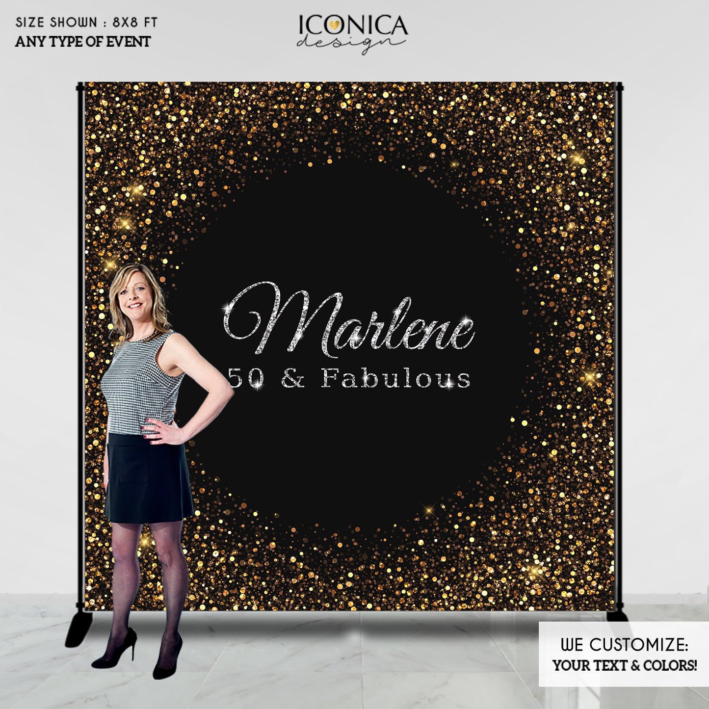 50 Birthday Photo Booth Backdrop - 50th Birthday Party Backdrop - Photo Booth Backdrop - Milestone Birthday Backdrop - Printed BBD0063